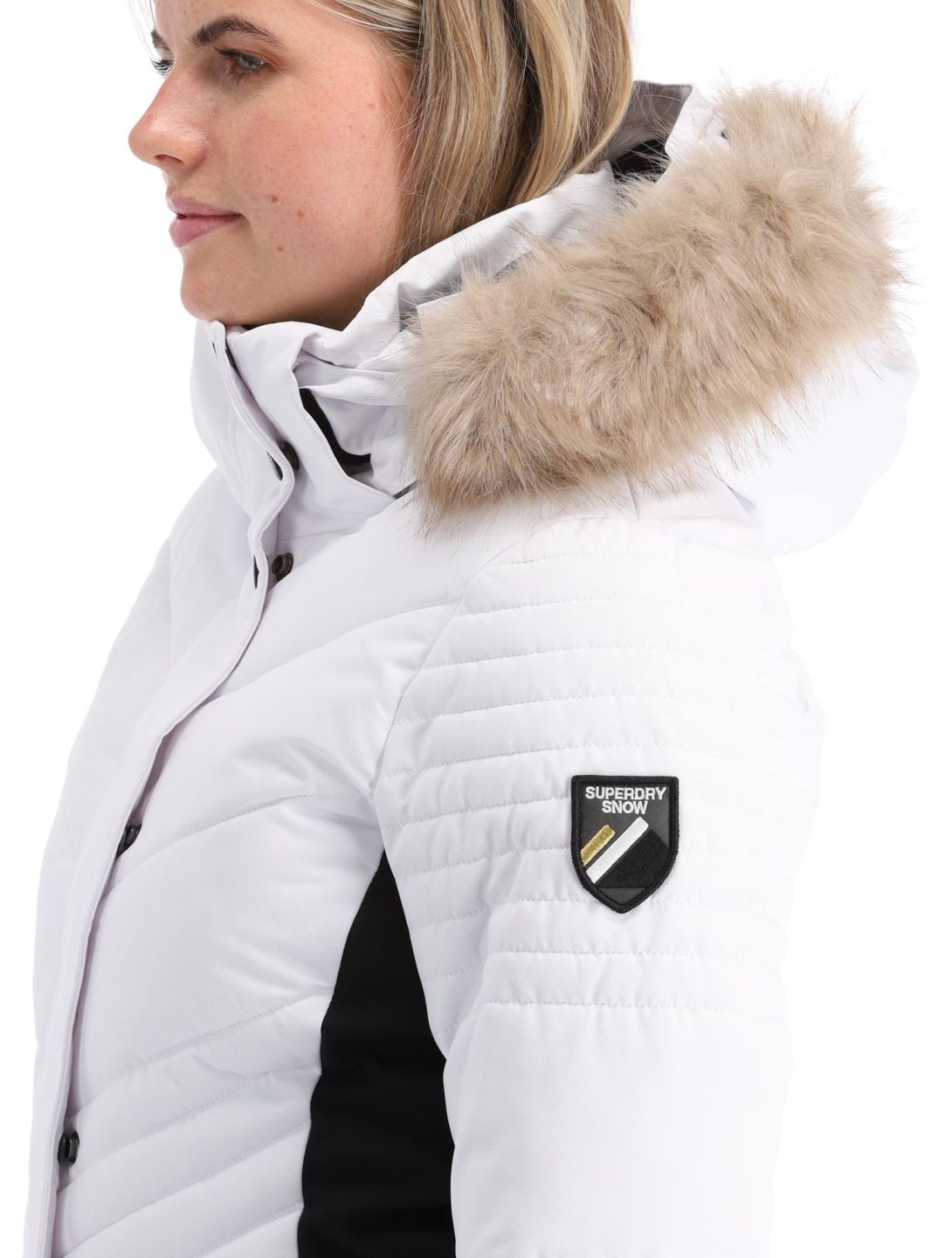 Superdry, Ski Luxe Puffer chaqueta de esquí mujeres White blanco 