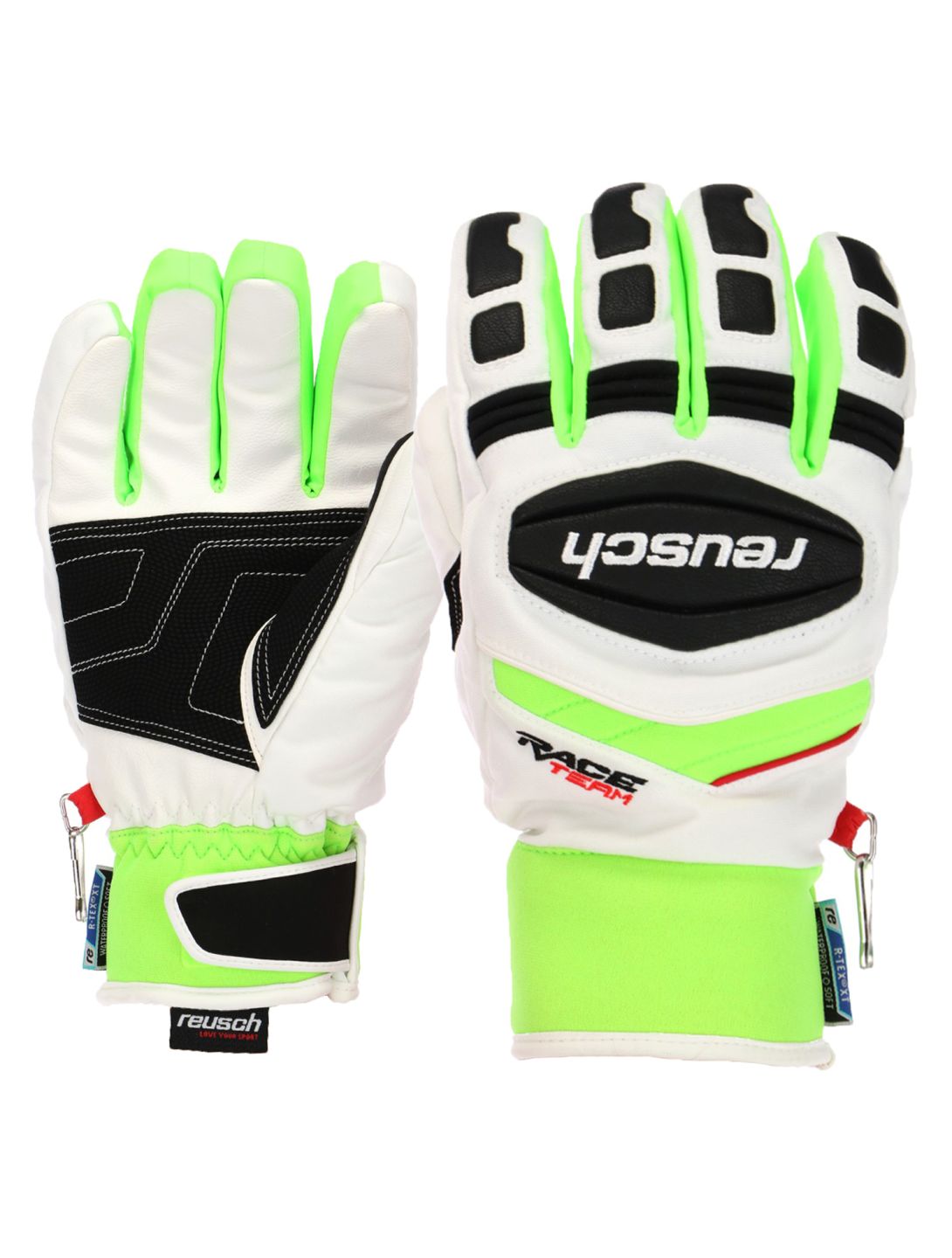 Reusch, Race R-Tex, guantes de esquí, blanco con verde neon