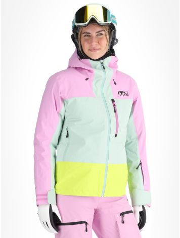 Picture, Sylva 3L chaqueta de esquí hardshell mujeres Orchid Silt Green Acid Lime gris, rosa, verde