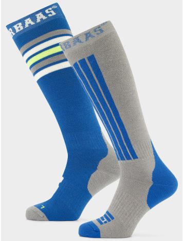 Poederbaas, Striped Ski Socks 2-pack calcetines de esquí 2-pack unisex Grey Multi gris, multicolor